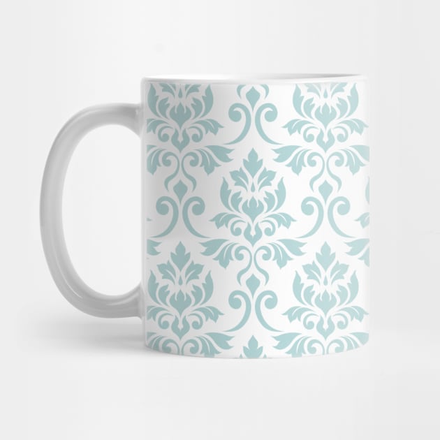 Feuille Damask Duck Egg Blue on White Pattern by NataliePaskell